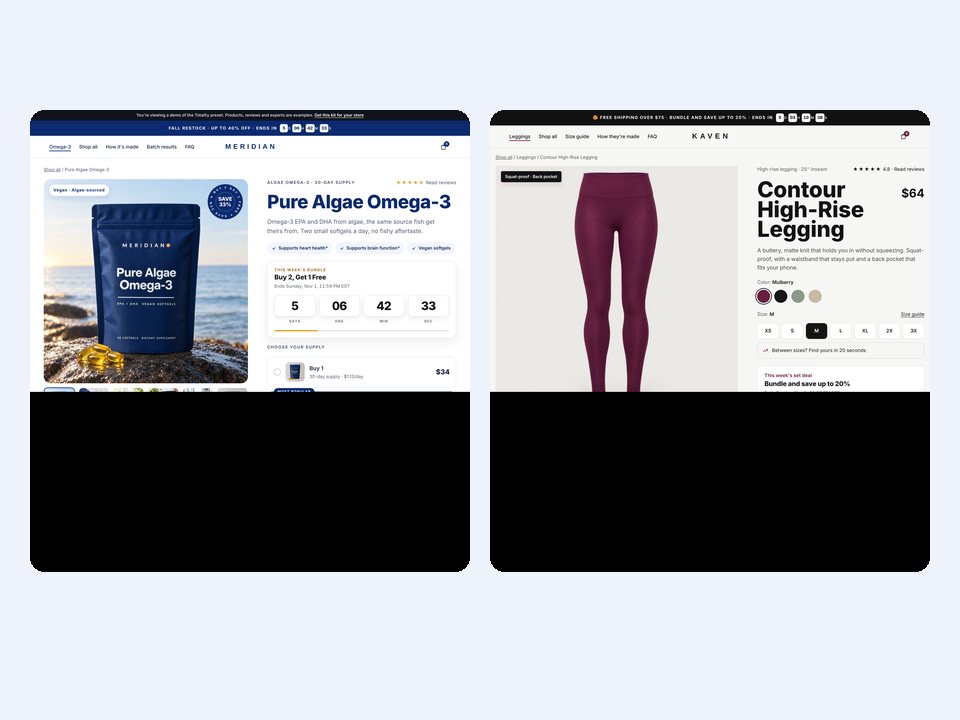 The navy Totality supplement store beside the chalk and mulberry Perihelion activewear store